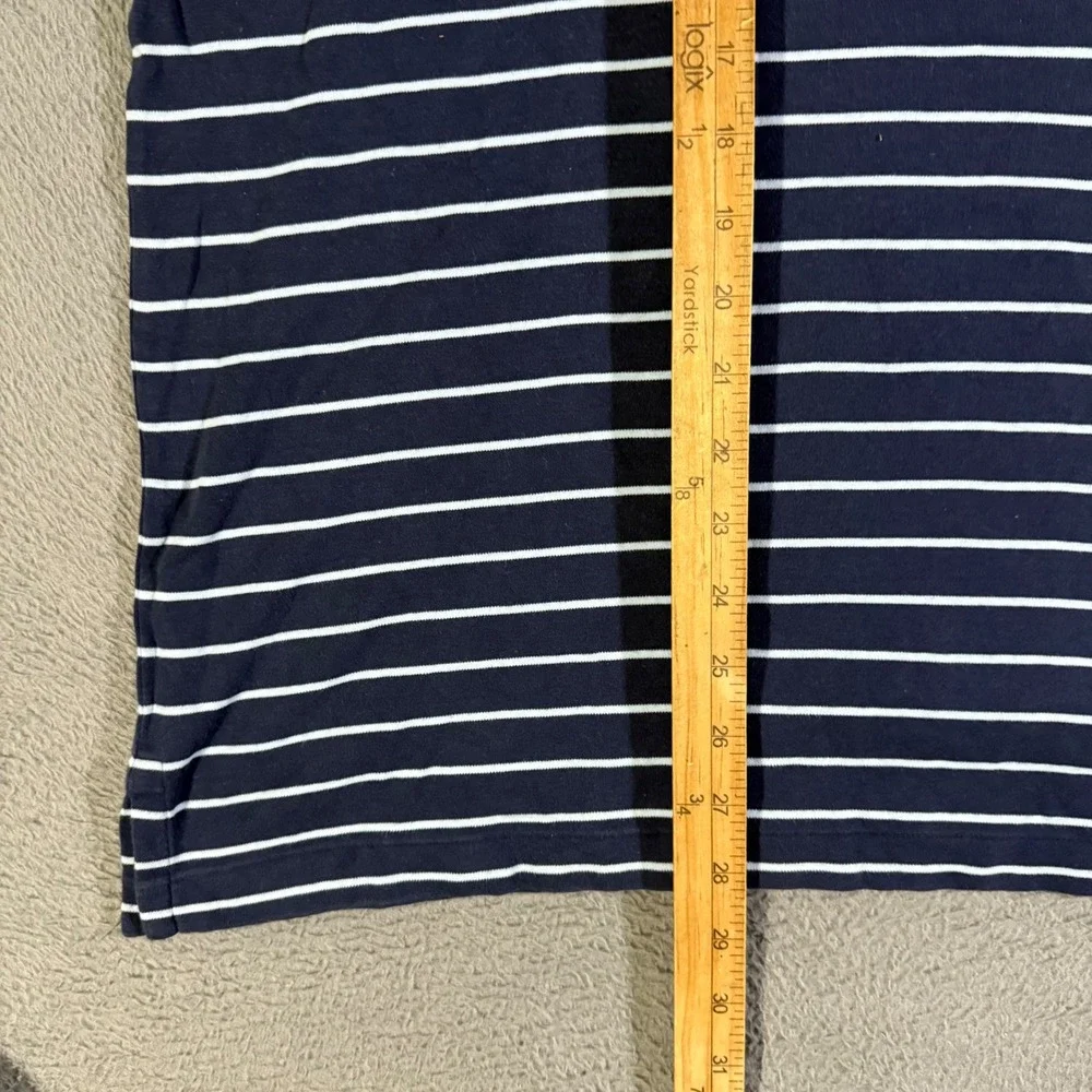 Polo Ralph Lauren Mens‎ XL Navy Blue Striped Classic Fit Polo Shirt Flesh Pony
